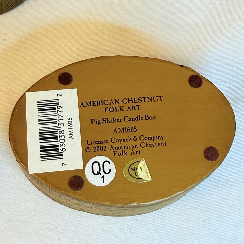 American Chestnut Folk Art 02’ Pig Shaker Candle Box - Picture 4 of 12
